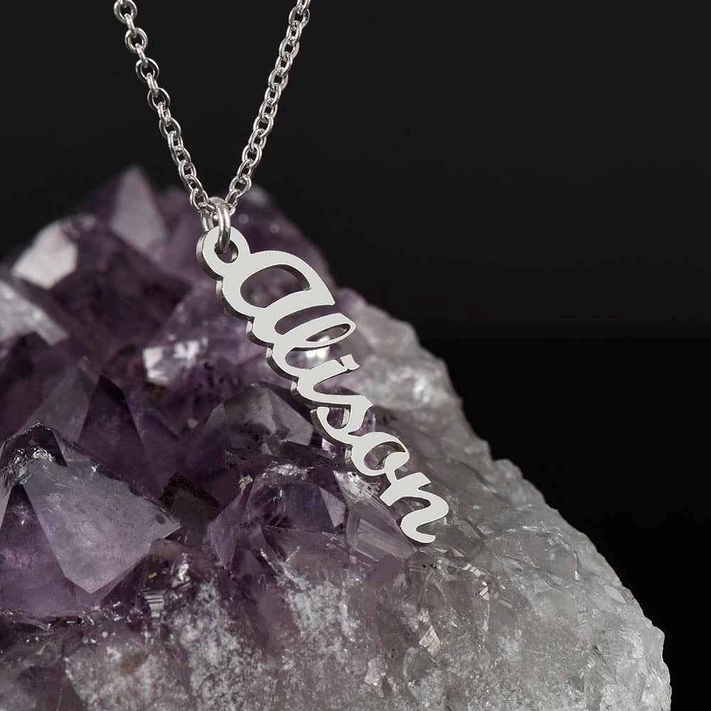 Personalised Name Necklace For Mom ~Matthew 5:16~ (Vertical)