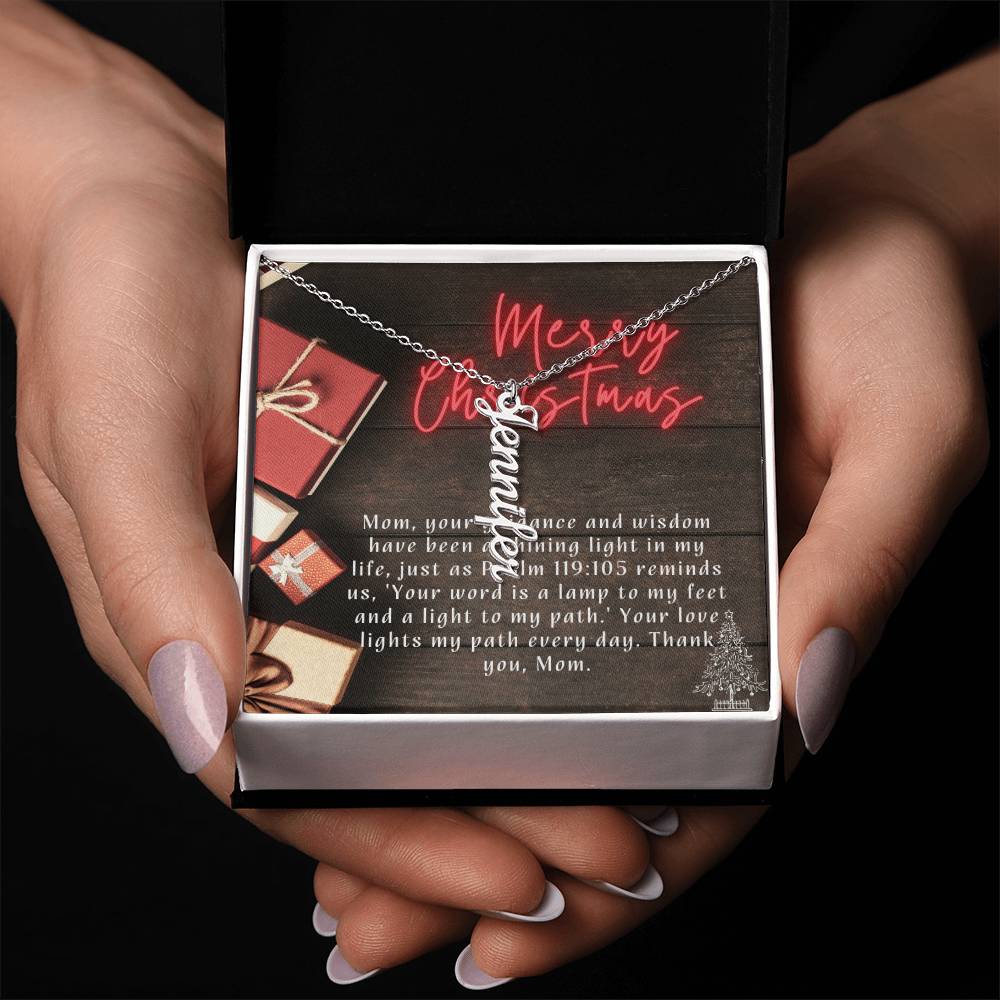 Personalised Name Necklace For Mom ~Psalm 119:105~ (Vertical)