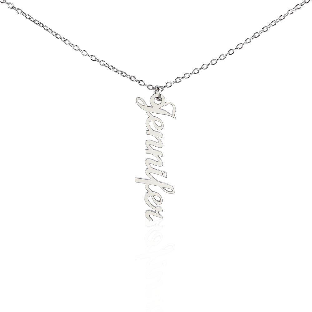 Personalised Name Necklace For Mom ~1 Corinthians 13:7~ (Vertical)