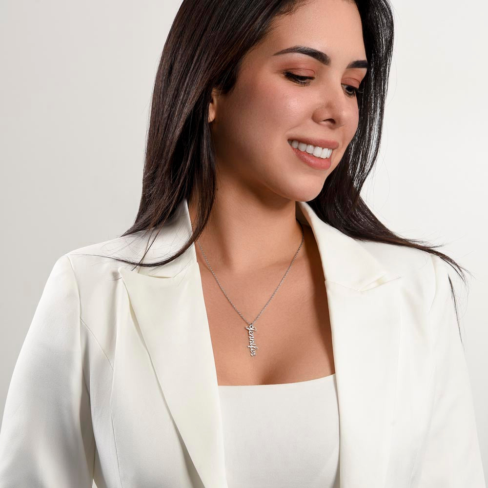 Personalised Name Necklace For Mom ~Matthew 5:16~ (Vertical)