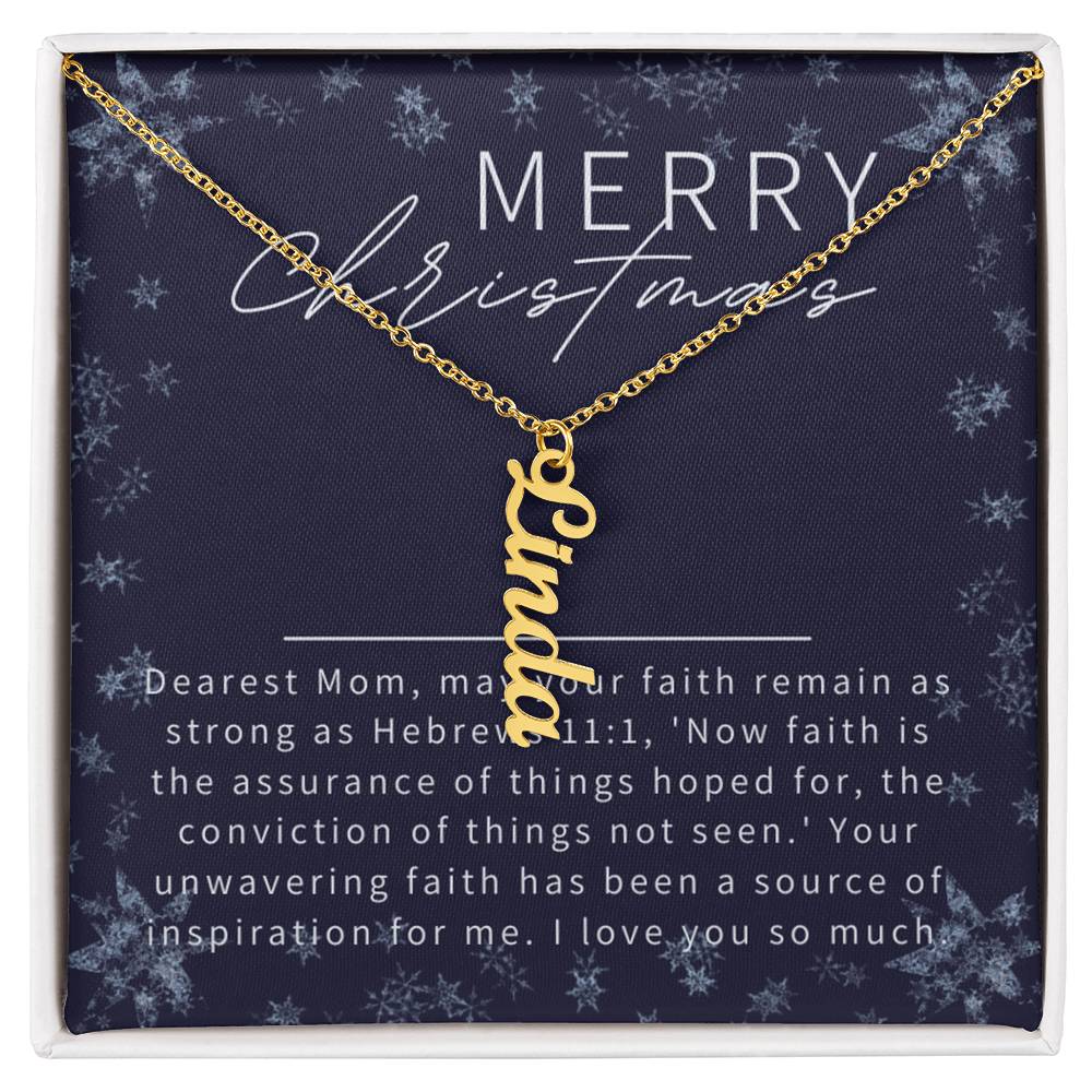 Personalised Name Necklace For Mom ~Hebrews 11:1~ (Vertical)