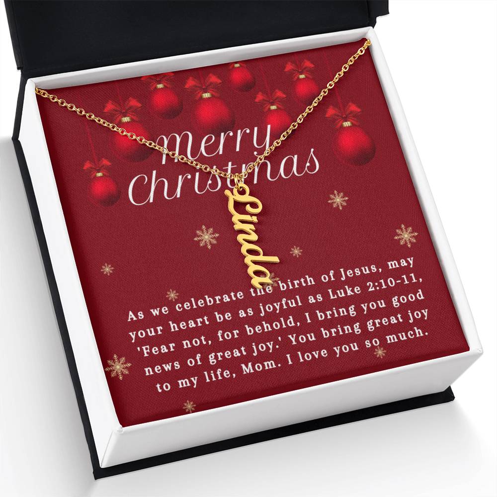 Personalised Name Necklace For Mom ~Luke 2:10-11~ (Vertical)