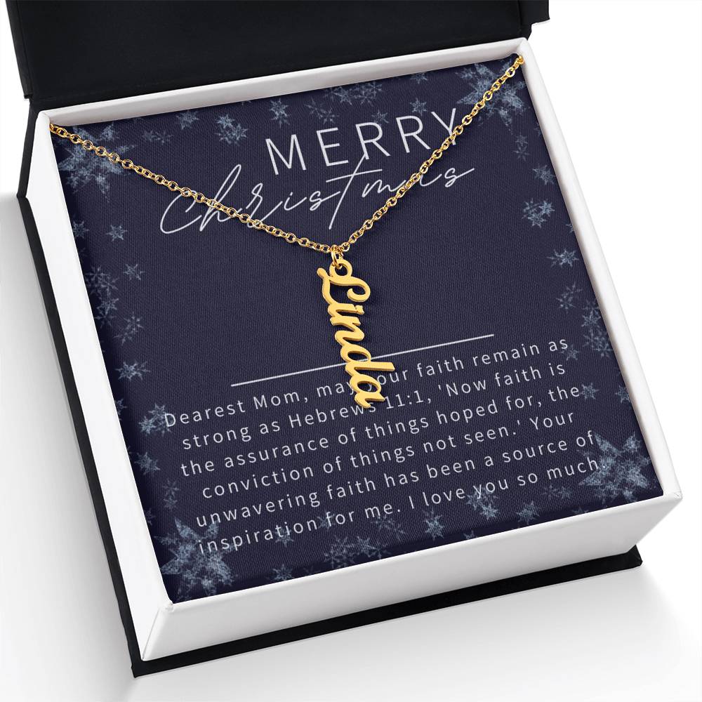 Personalised Name Necklace For Mom ~Hebrews 11:1~ (Vertical)