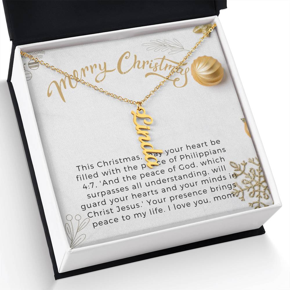 Personalised Name Necklace For Mom ~Philippians 4:7~ (Vertical)