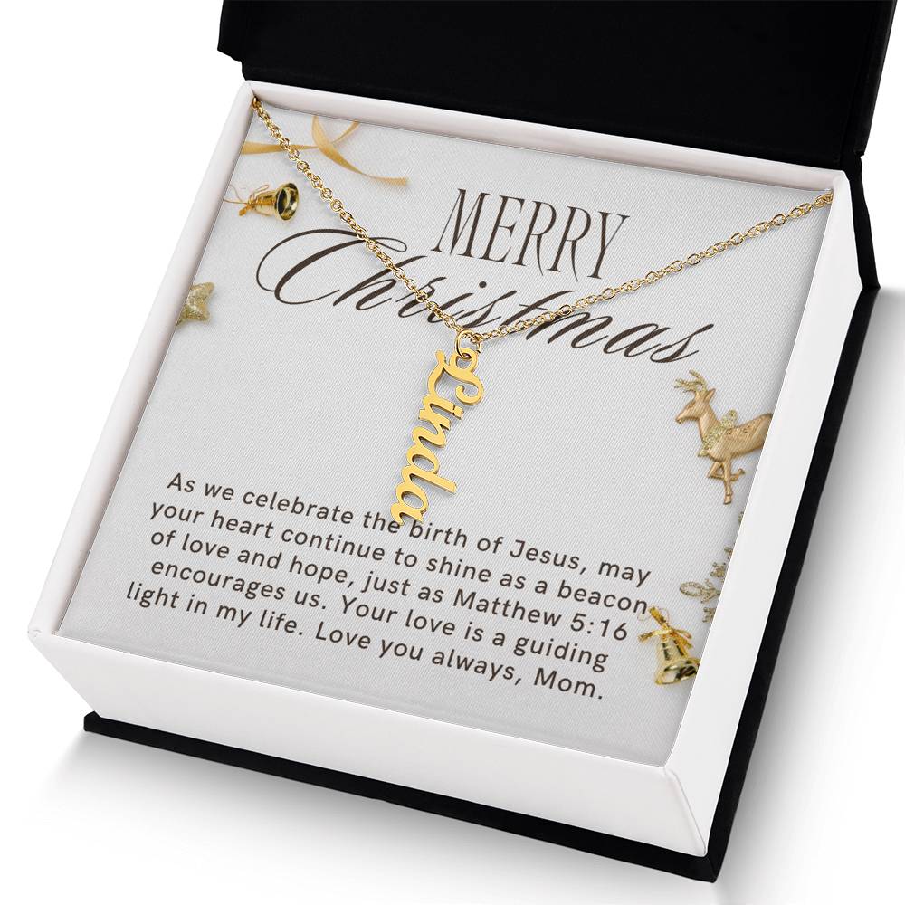 Personalised Name Necklace For Mom ~Matthew 5:16~ (Vertical)