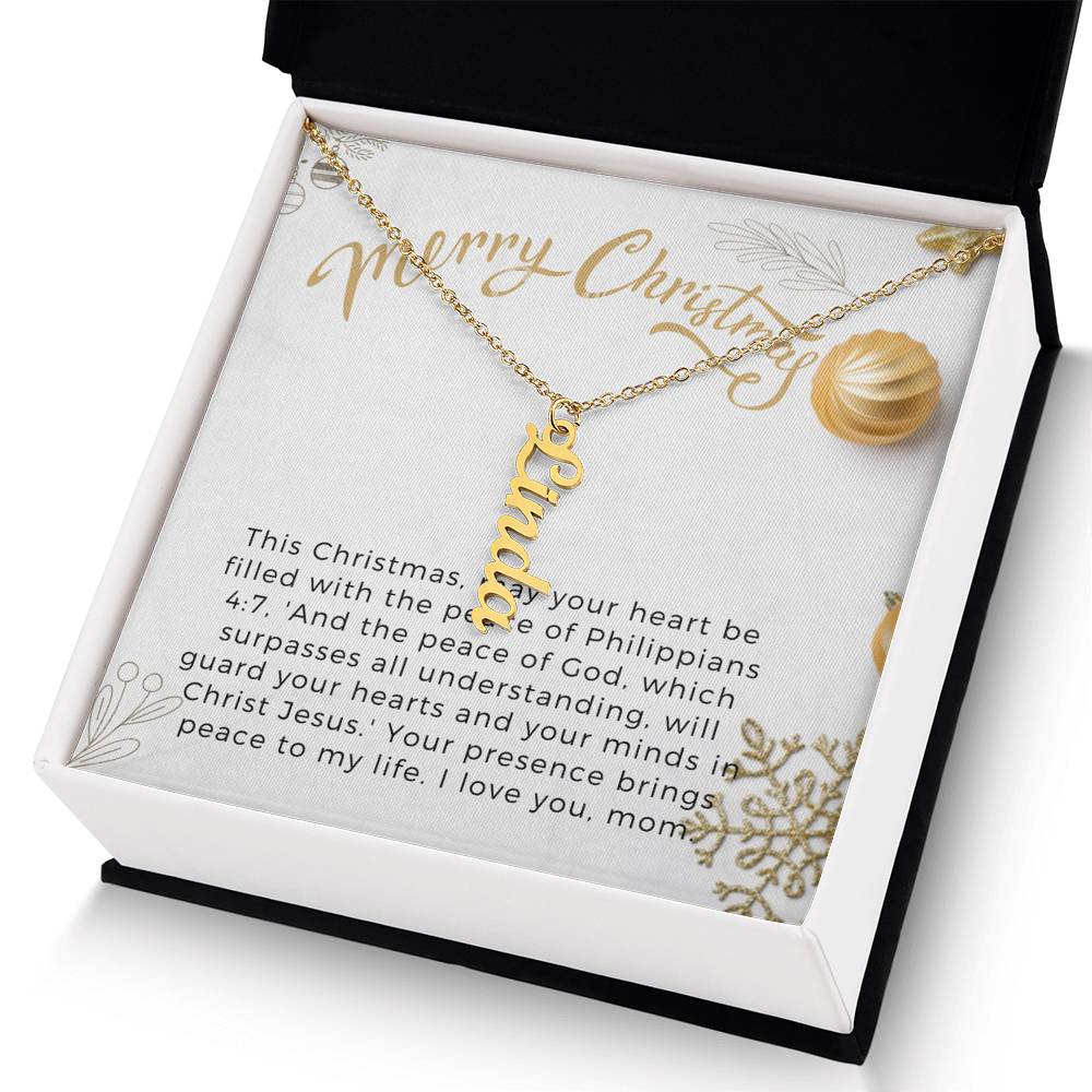 Personalised Name Necklace For Mom ~Philippians 4:7~ (Vertical)