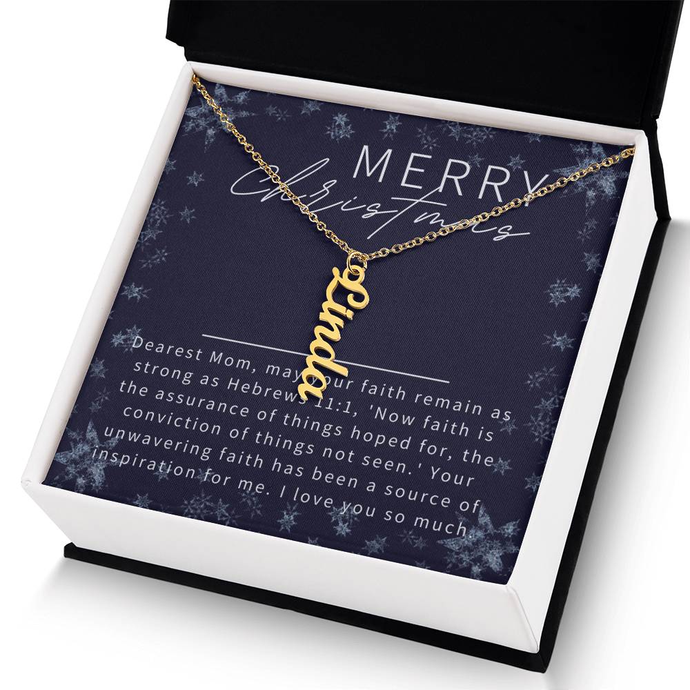 Personalised Name Necklace For Mom ~Hebrews 11:1~ (Vertical)