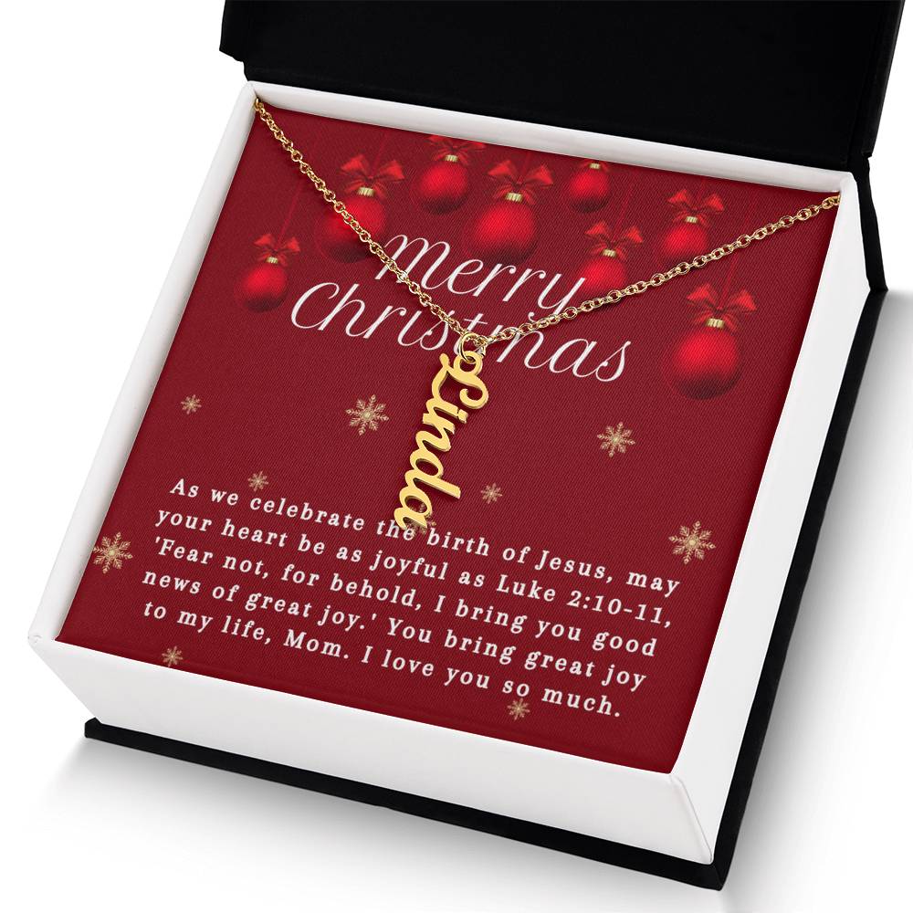 Personalised Name Necklace For Mom ~Luke 2:10-11~ (Vertical)