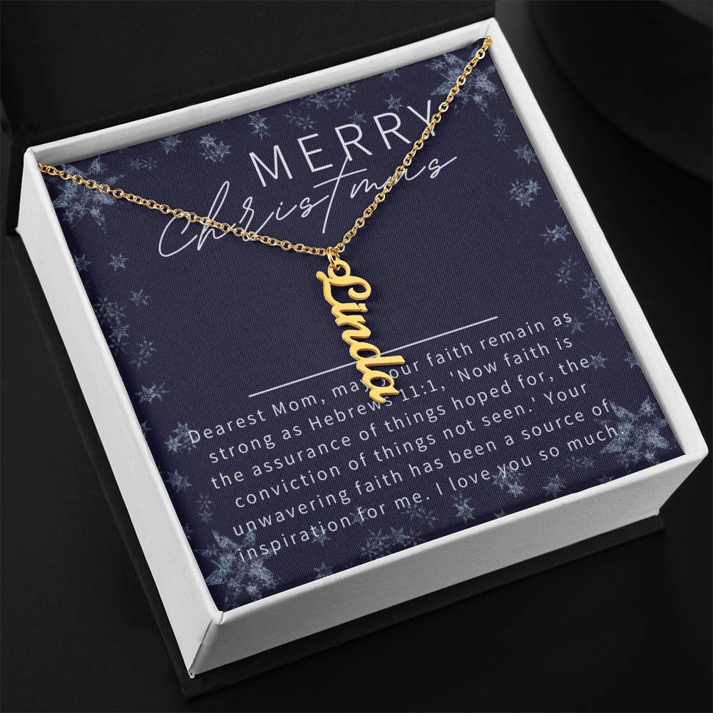 Personalised Name Necklace For Mom ~Hebrews 11:1~ (Vertical)