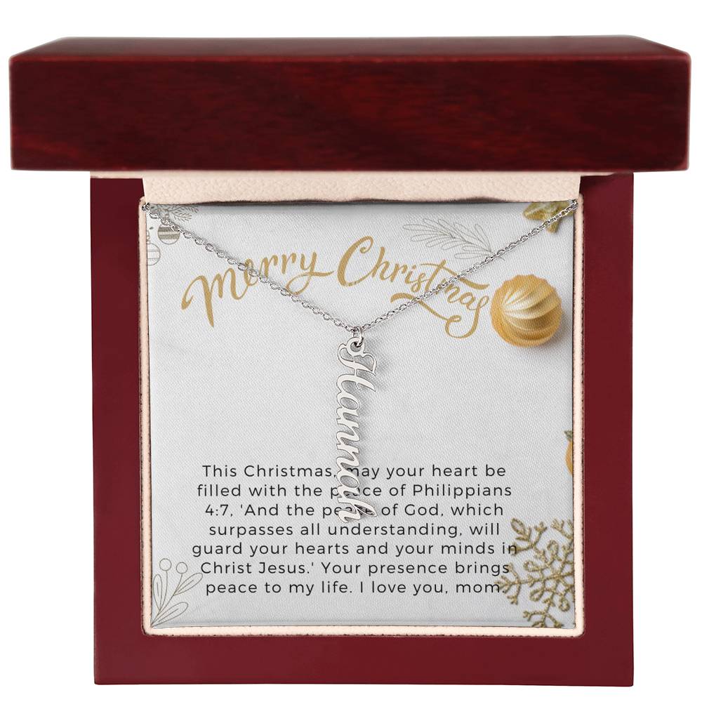 Personalised Name Necklace For Mom ~Philippians 4:7~ (Vertical)