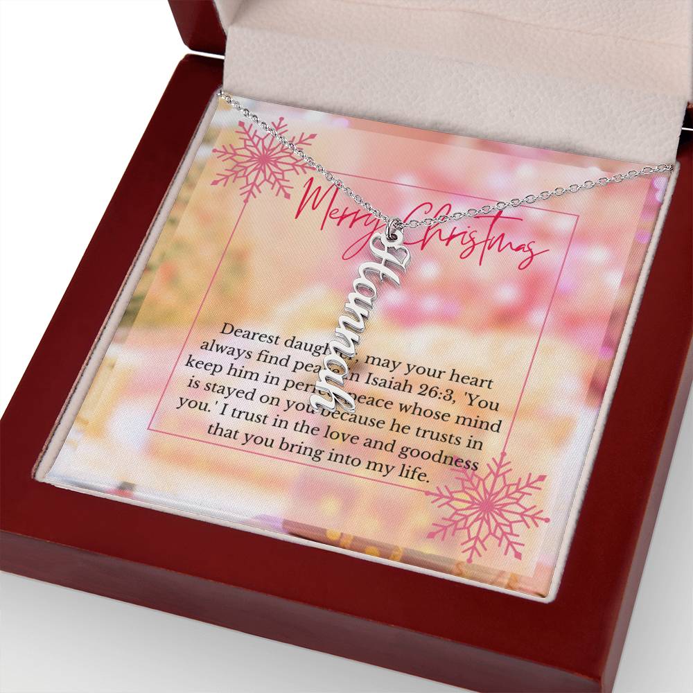 Personalised Name Necklace For Daughter ~Isaiah 26:3~ (Vertical)