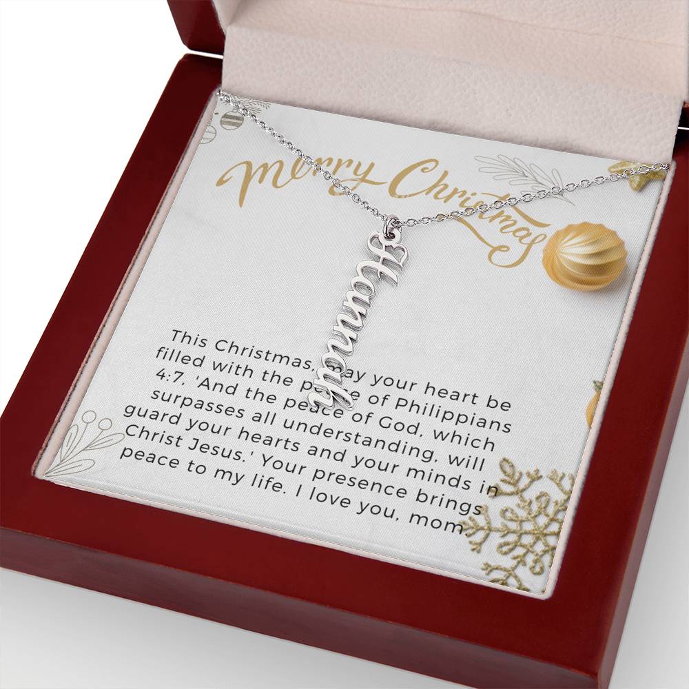 Personalised Name Necklace For Mom ~Philippians 4:7~ (Vertical)