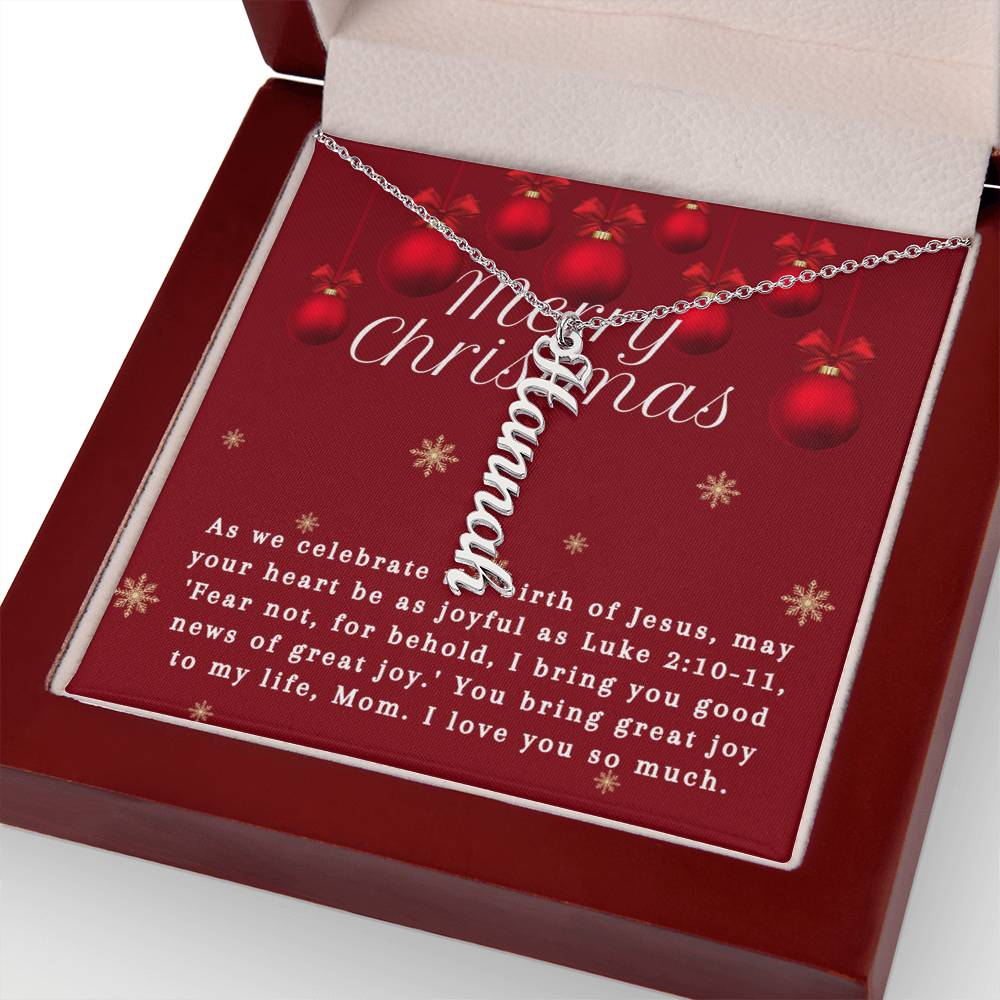Personalised Name Necklace For Mom ~Luke 2:10-11~ (Vertical)
