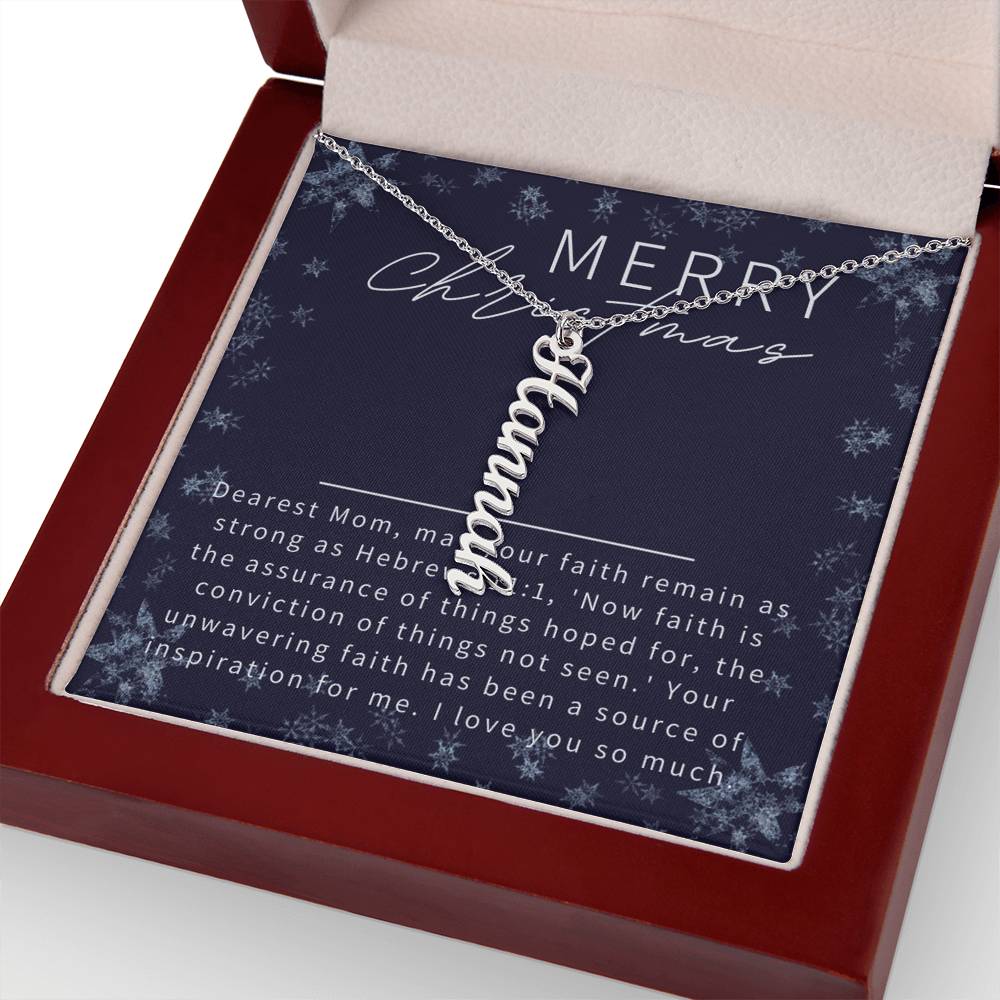 Personalised Name Necklace For Mom ~Hebrews 11:1~ (Vertical)