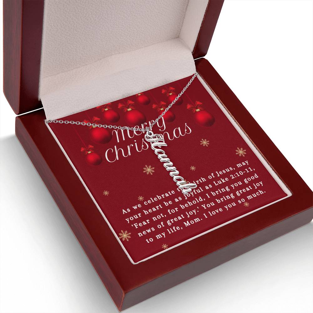 Personalised Name Necklace For Mom ~Luke 2:10-11~ (Vertical)