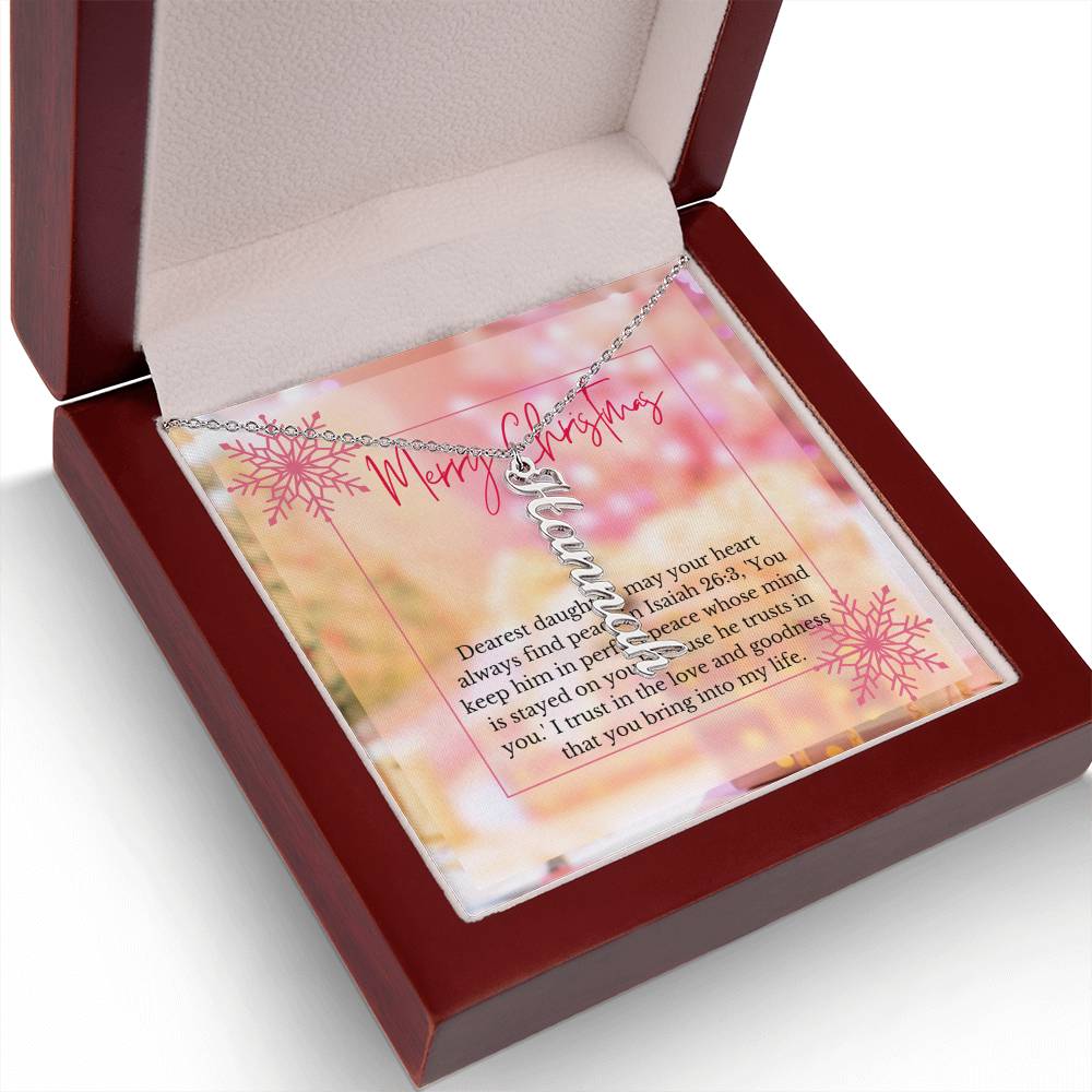 Personalised Name Necklace For Daughter ~Isaiah 26:3~ (Vertical)