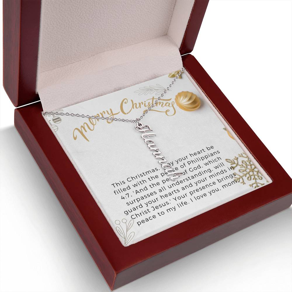 Personalised Name Necklace For Mom ~Philippians 4:7~ (Vertical)