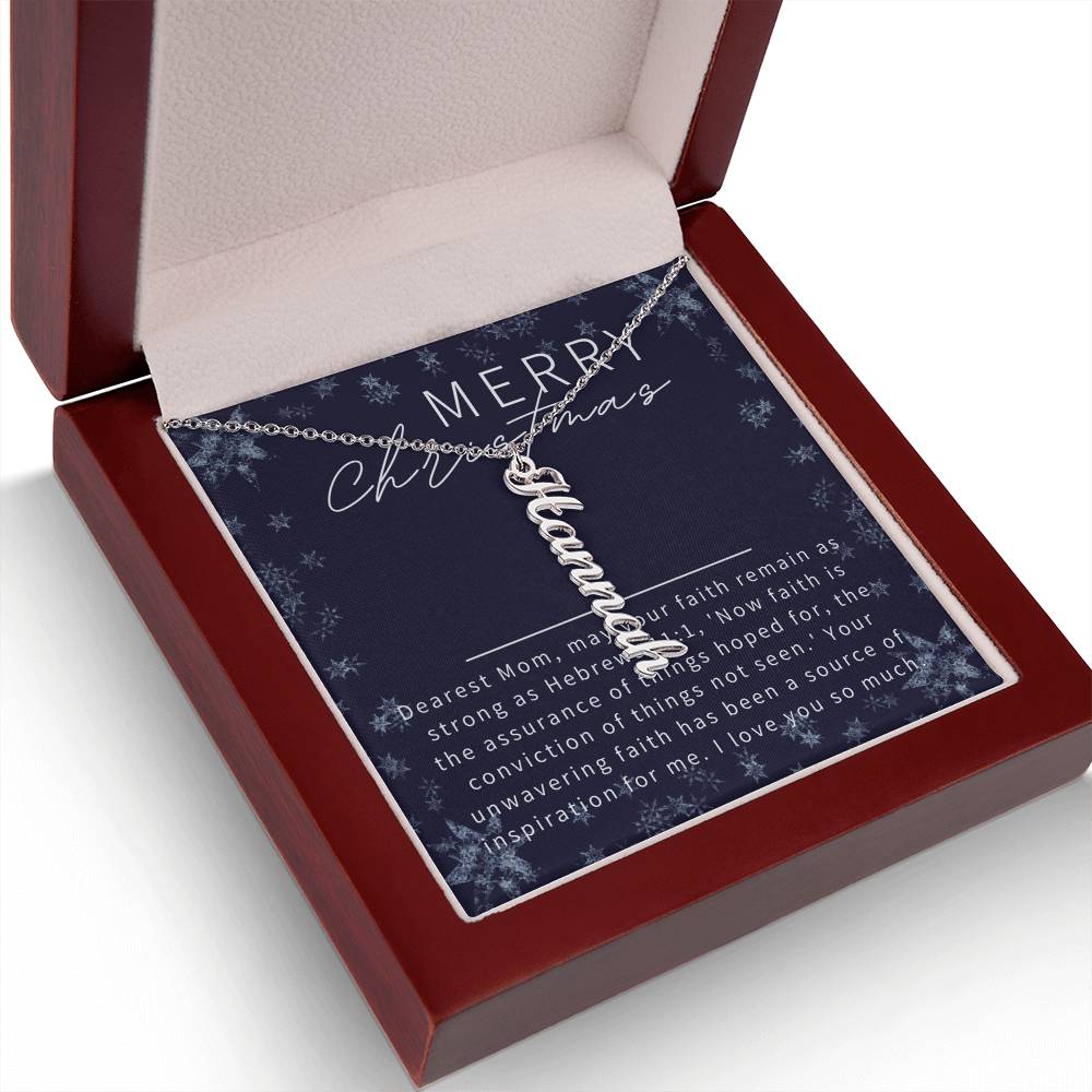 Personalised Name Necklace For Mom ~Hebrews 11:1~ (Vertical)