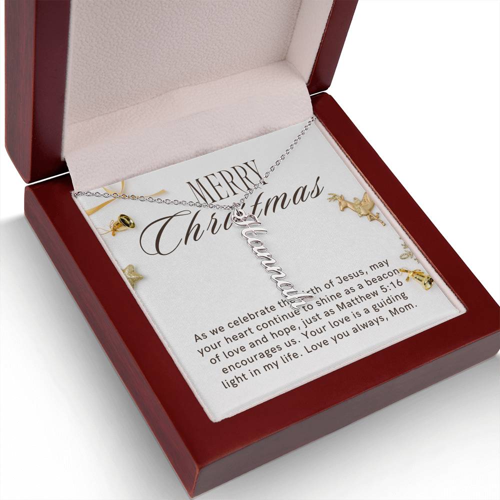 Personalised Name Necklace For Mom ~Matthew 5:16~ (Vertical)