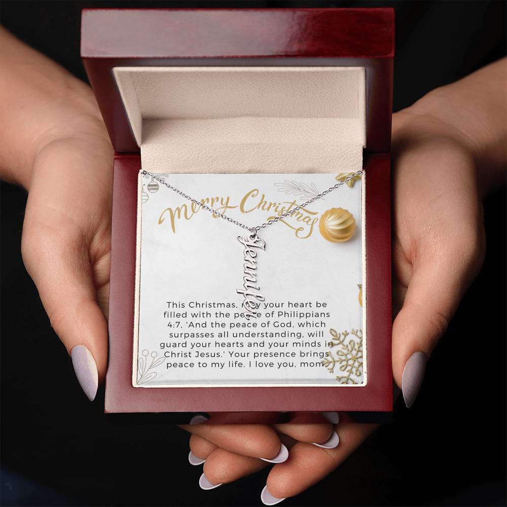 Personalised Name Necklace For Mom ~Philippians 4:7~ (Vertical)