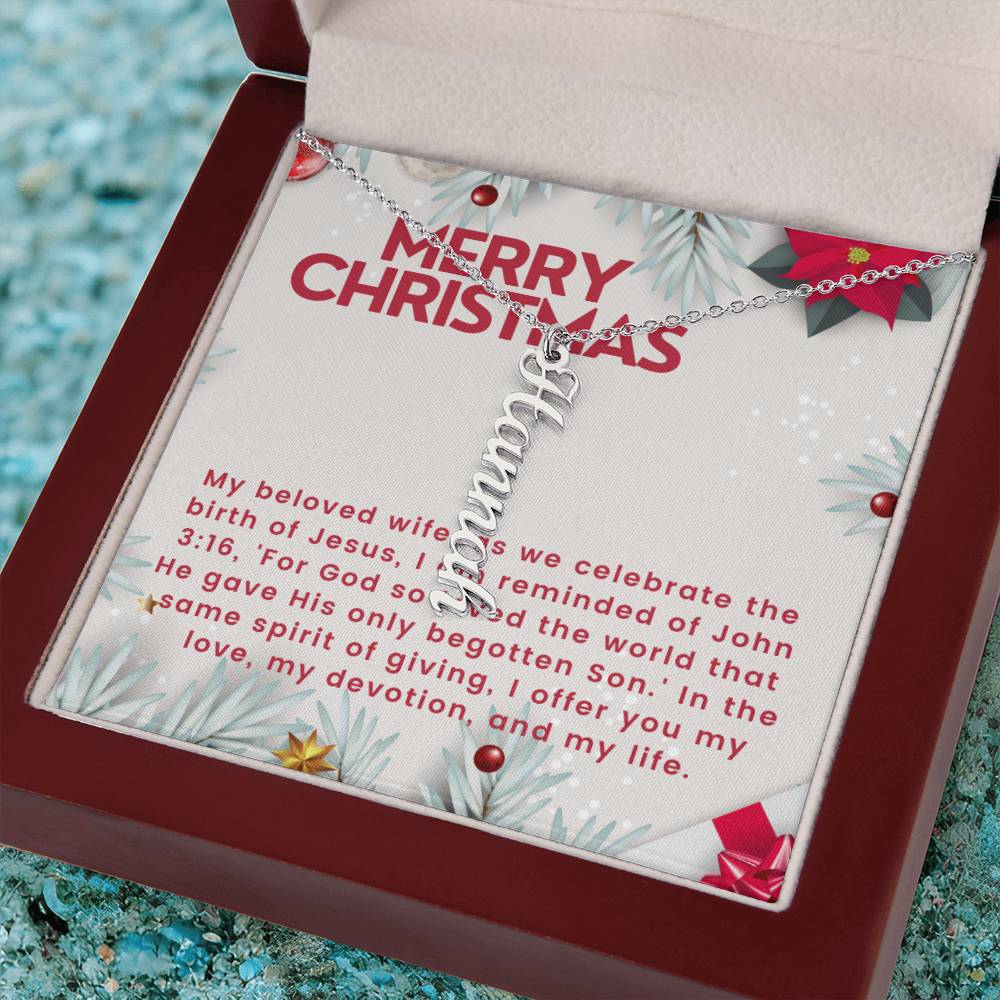 Personalised Name Necklace For Wife ~John 3:16~ (Vertical)