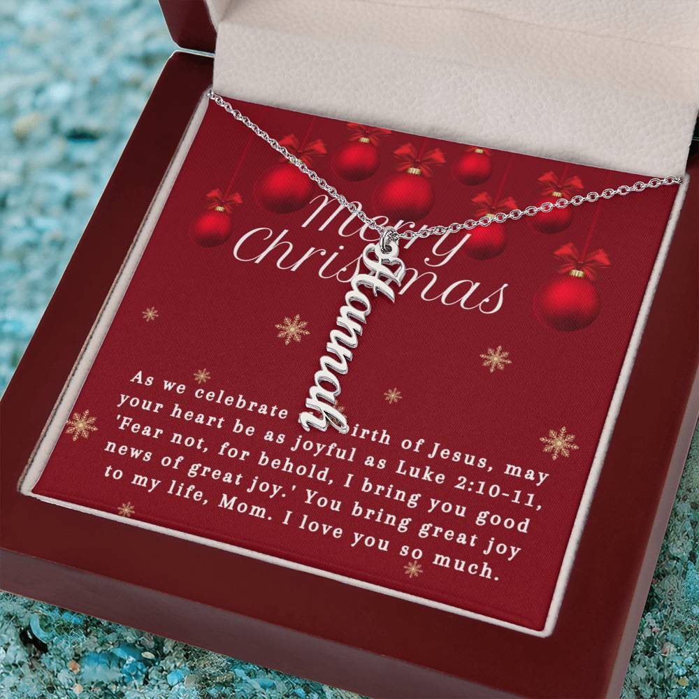 Personalised Name Necklace For Mom ~Luke 2:10-11~ (Vertical)