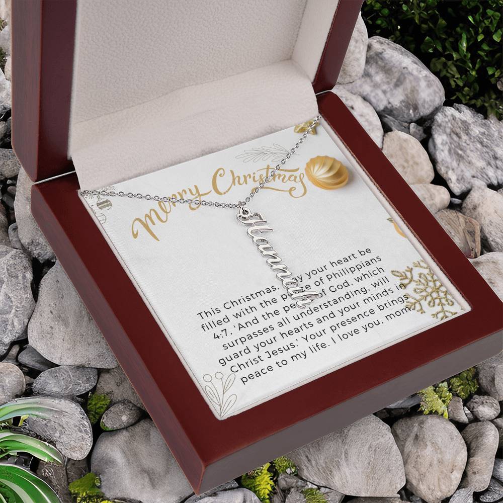 Personalised Name Necklace For Mom ~Philippians 4:7~ (Vertical)