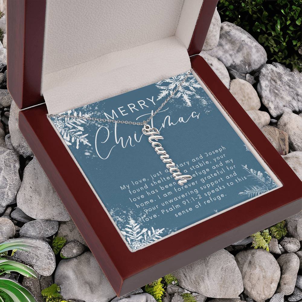 Personalised Name Necklace For Wife ~Psalm 91:1-2~ (Vertical)