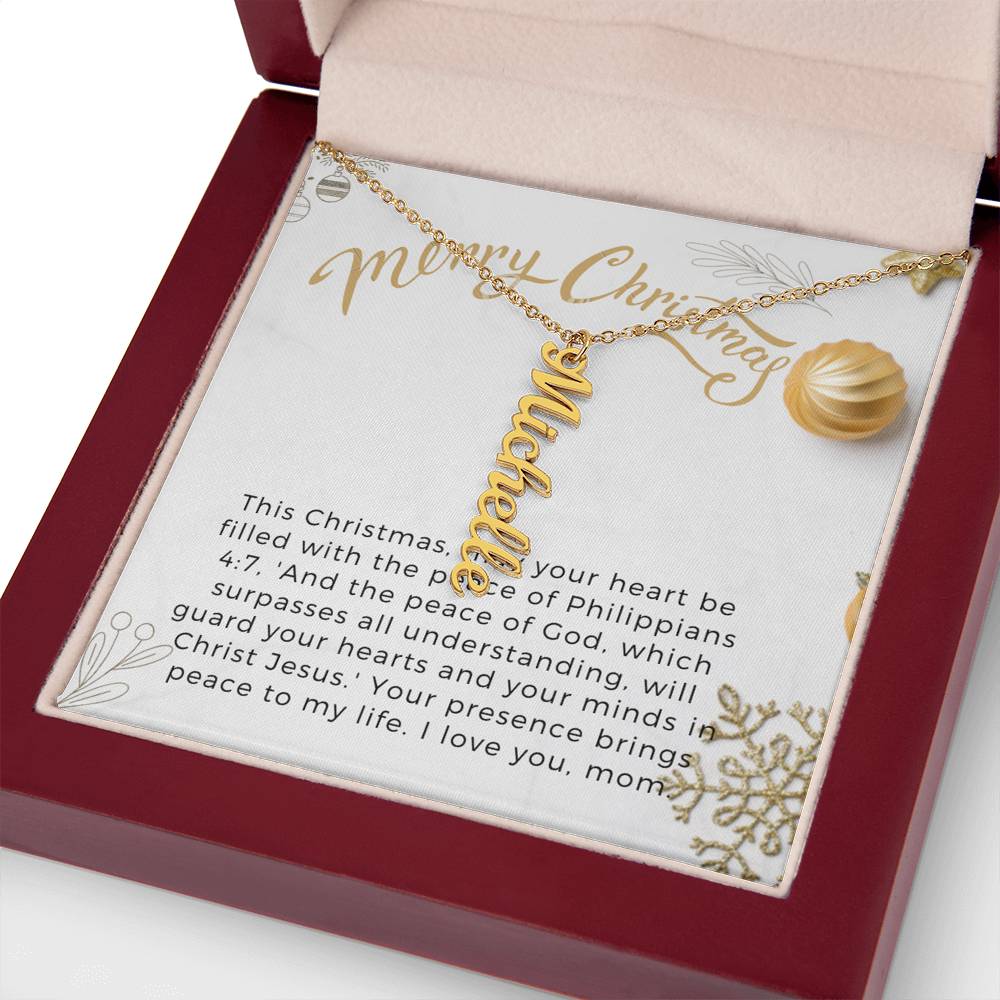 Personalised Name Necklace For Mom ~Philippians 4:7~ (Vertical)