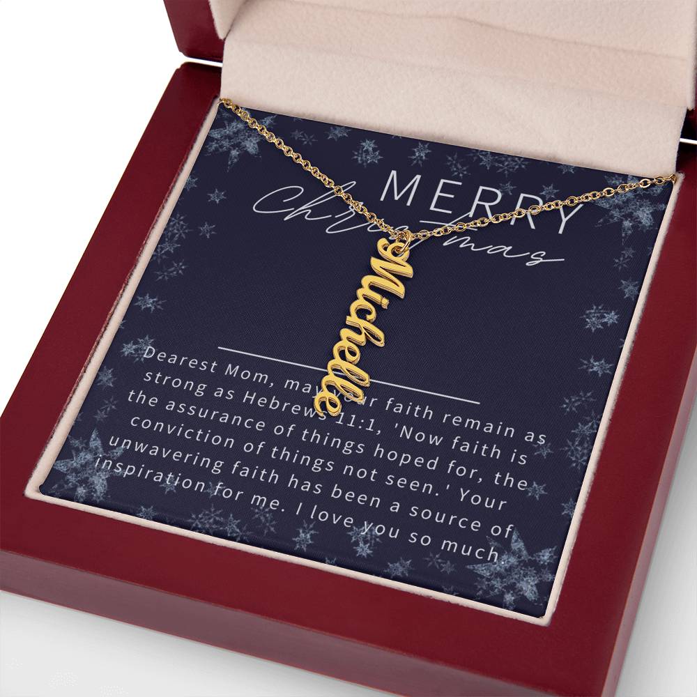 Personalised Name Necklace For Mom ~Hebrews 11:1~ (Vertical)