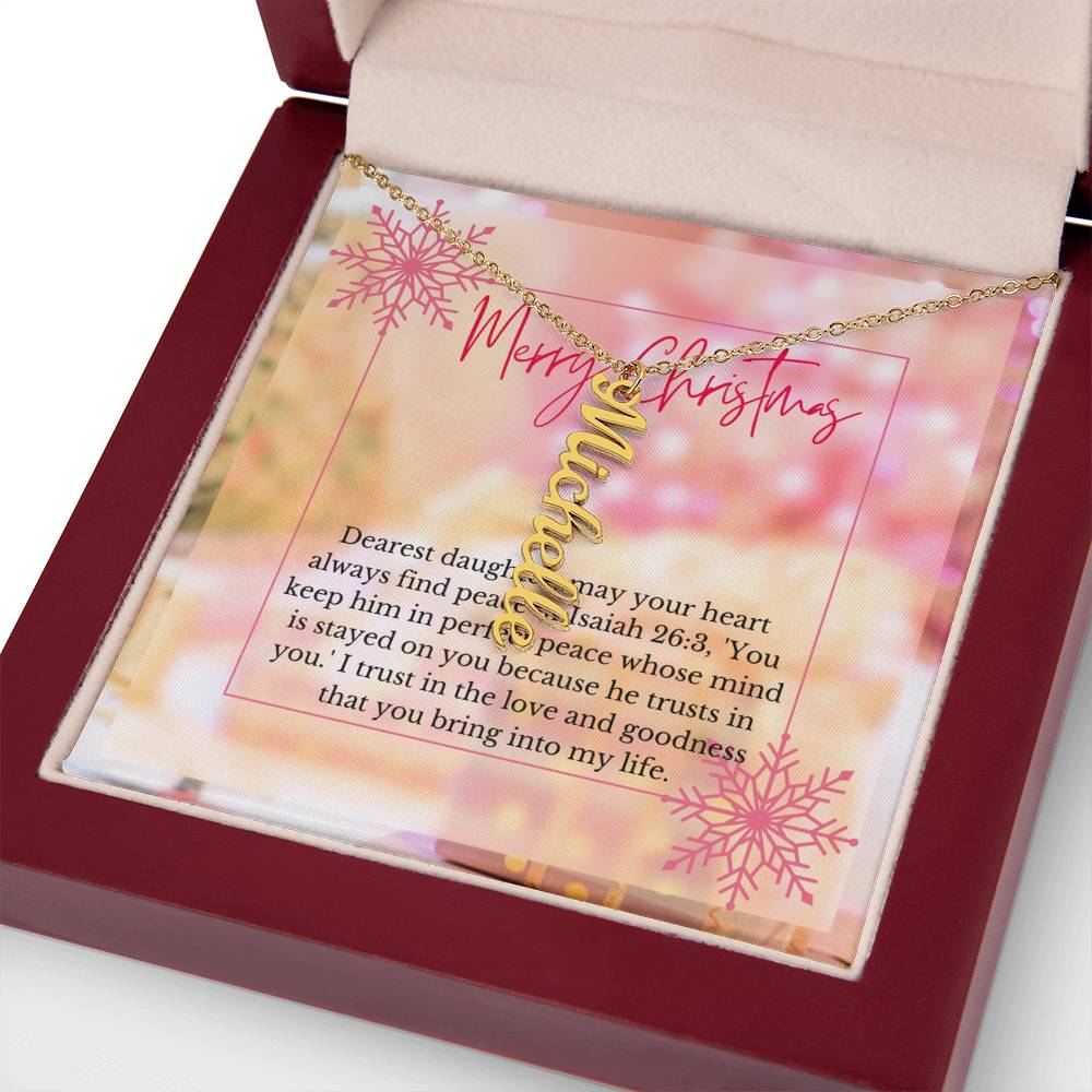 Personalised Name Necklace For Daughter ~Isaiah 26:3~ (Vertical)