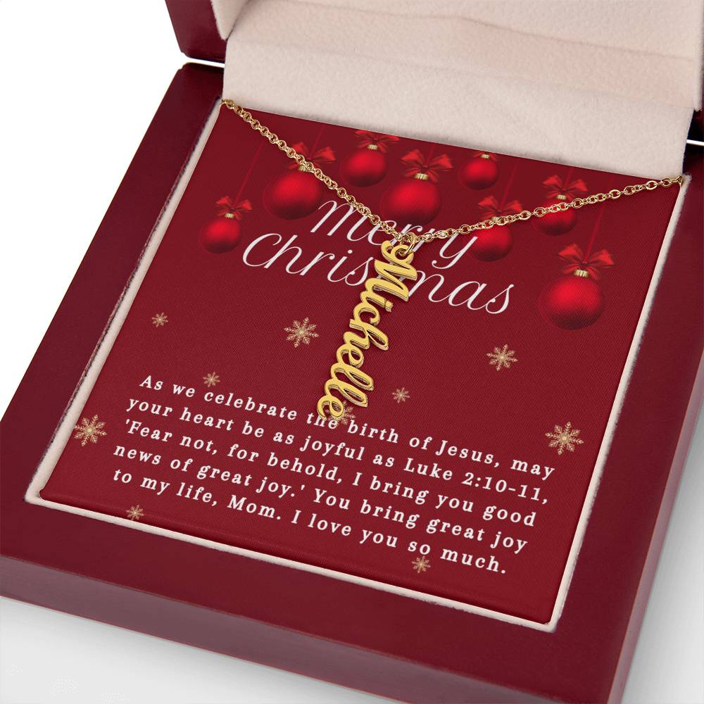 Personalised Name Necklace For Mom ~Luke 2:10-11~ (Vertical)