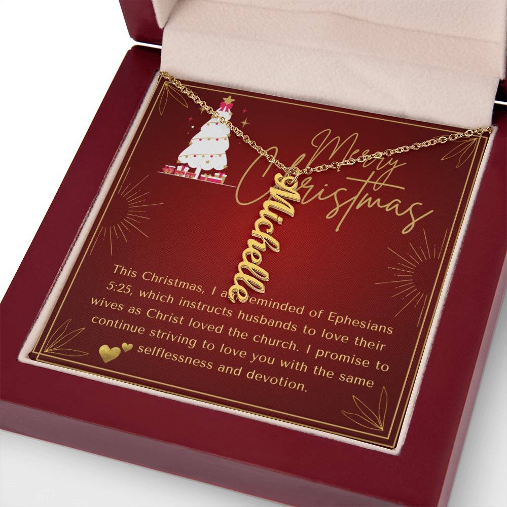 Personalised Name Necklace For Wife ~Ephesians 5:25~ (Vertical)