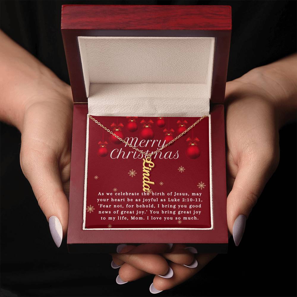 Personalised Name Necklace For Mom ~Luke 2:10-11~ (Vertical)