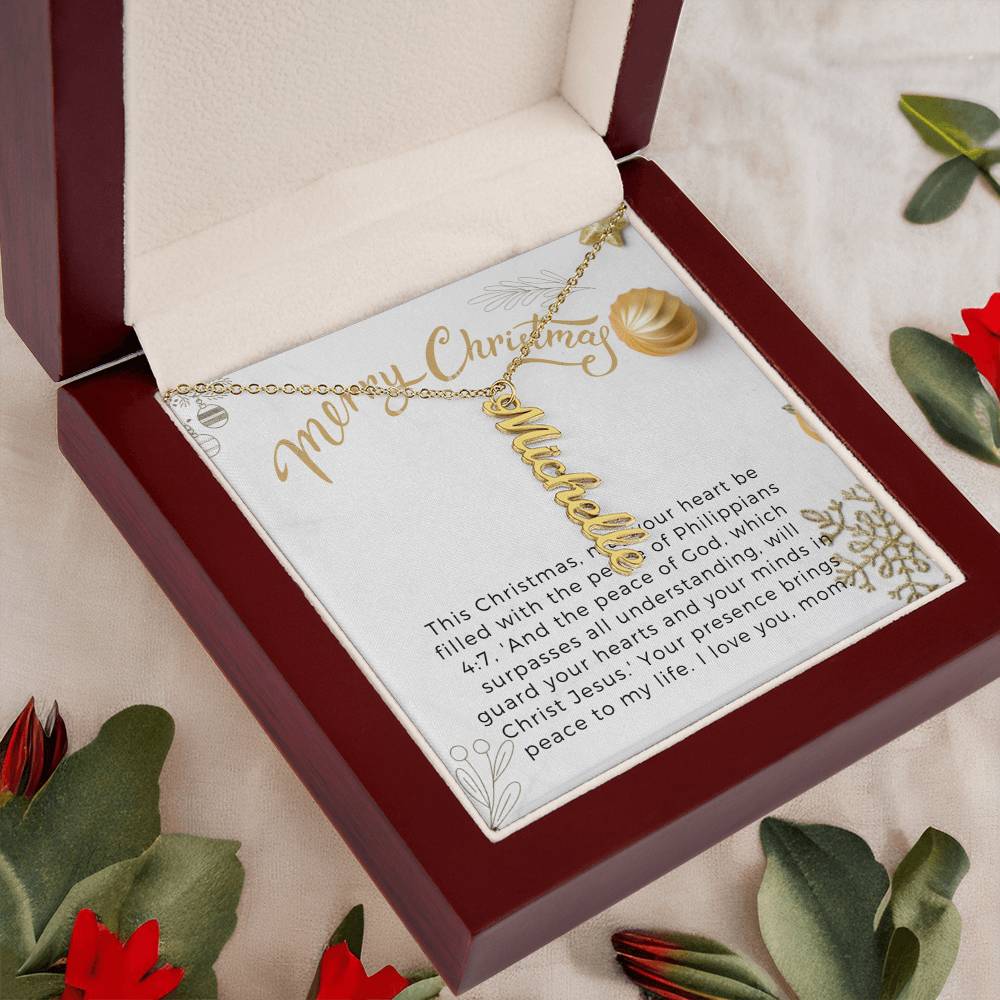 Personalised Name Necklace For Mom ~Philippians 4:7~ (Vertical)