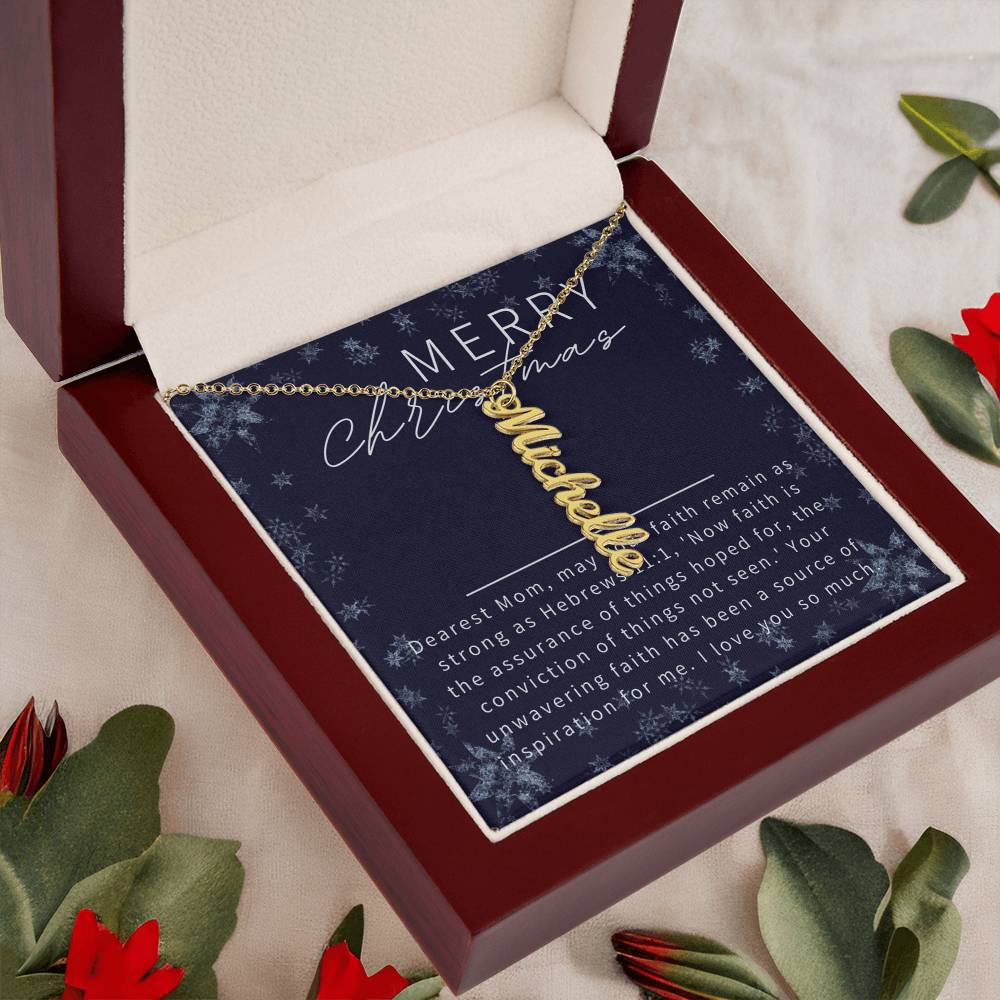 Personalised Name Necklace For Mom ~Hebrews 11:1~ (Vertical)