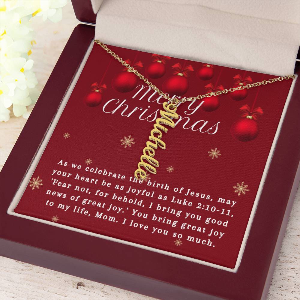 Personalised Name Necklace For Mom ~Luke 2:10-11~ (Vertical)