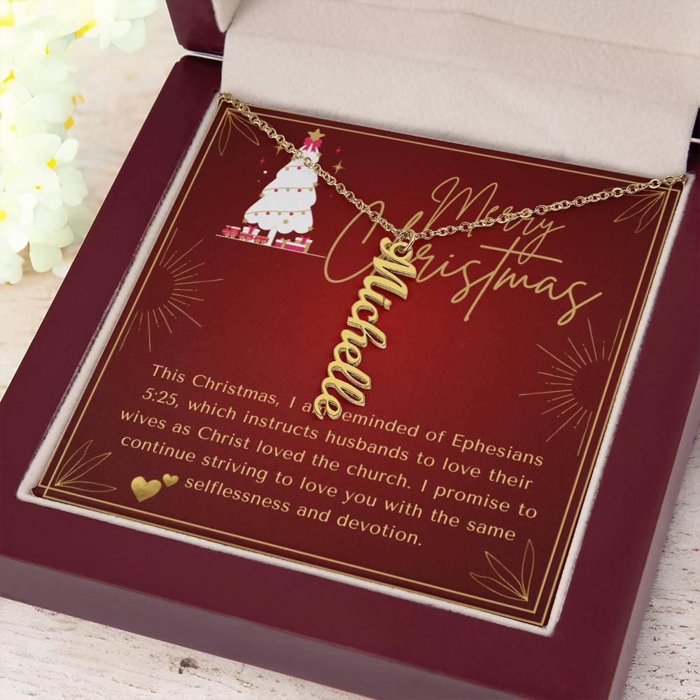 Personalised Name Necklace For Wife ~Ephesians 5:25~ (Vertical)