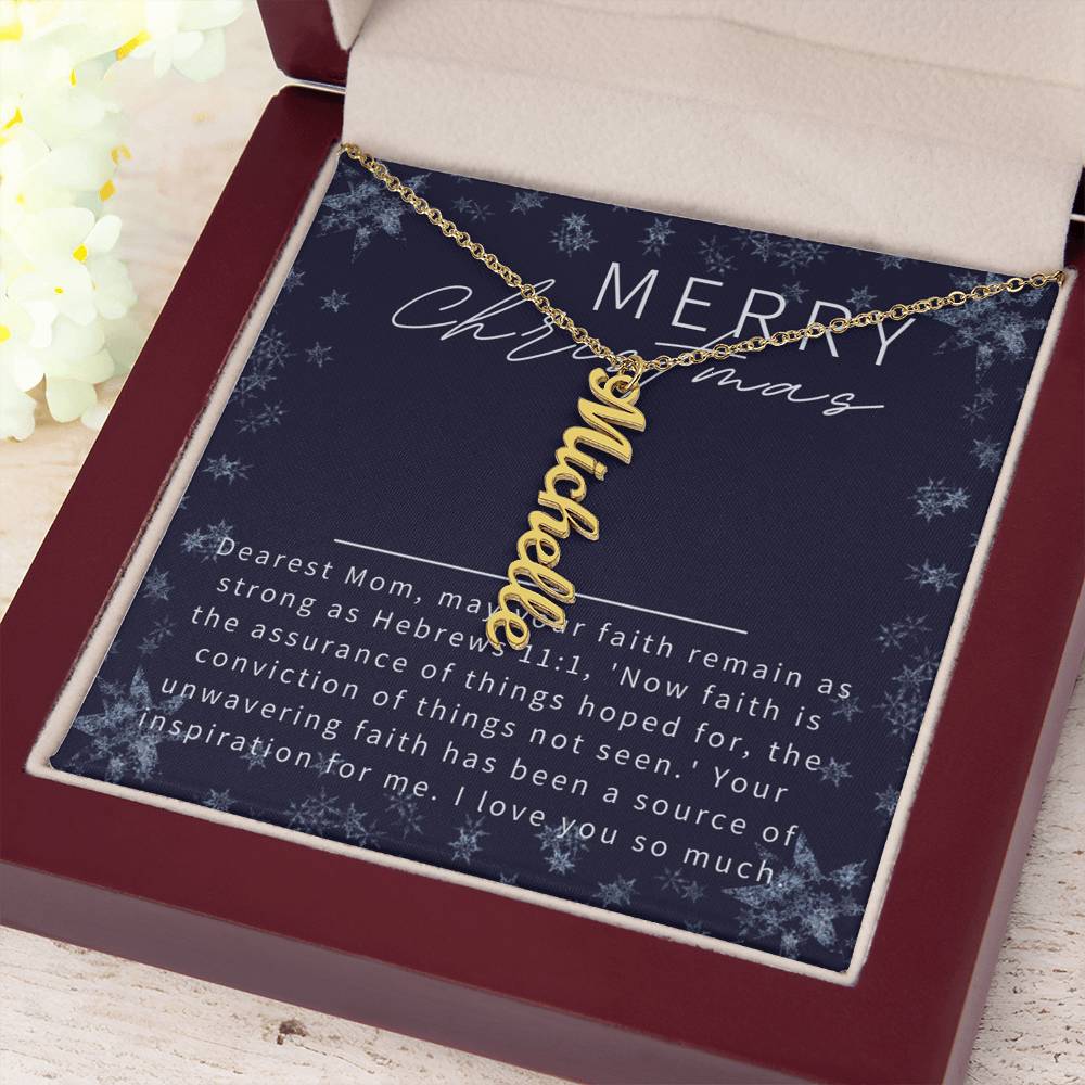 Personalised Name Necklace For Mom ~Hebrews 11:1~ (Vertical)