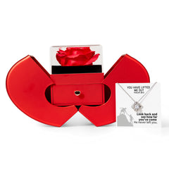 You Have Lifted Me Out (Psalm 30:2) | Love Knot Necklace in Red Heart Rose Box