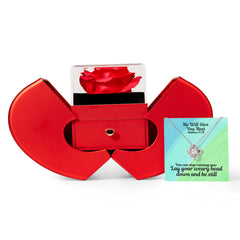 He Will Give You Rest (Matthew 11:28) | Love Knot Necklace in Red Heart Rose Box
