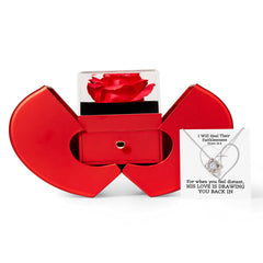 I Will Heal Their  Faithlessness (Hosea 14:4) | Love Knot Necklace in Red Heart Rose Box