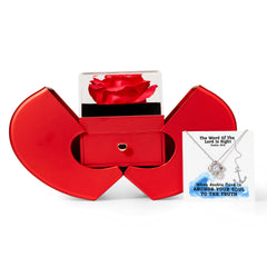 The Word Of The Lord Is Right (Psalm 33:4) | Love Knot Necklace in Red Heart Rose Box