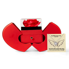 He Will Cover You (Psalm 91:4) | Love Knot Necklace in Red Heart Rose Box
