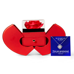 My Strength and My Shield (Psalm 28:7) | Love Knot Necklace in Red Heart Rose Box