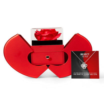 The Spirit Of Power And Love (2 Timothy 1:7) | Love Knot Necklace in Red Heart Rose Box