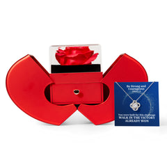 Be Strong And Courageous (Joshua 1:9) | Love Knot Necklace in Red Heart Rose Box