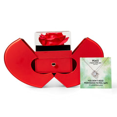 Peace I Leave With You (John 14:27) | Love Knot Necklace in Red Heart Rose Box
