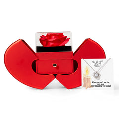 He Is My Light (Psalm 27:1) | Love Knot Necklace in Red Heart Rose Box