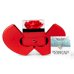 Faith Moves Mountains (Matthew 17:20) | Love Knot Necklace in Red Heart Rose Box
